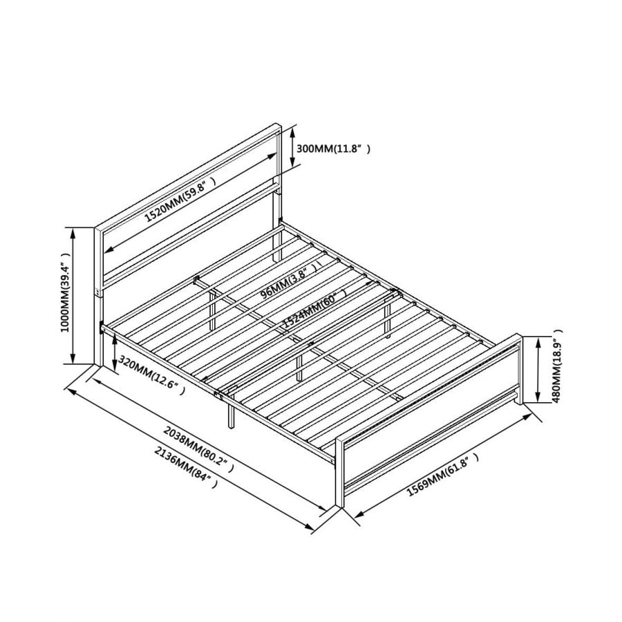 Metal Platform Queen Bed frame with Wooden Headboard